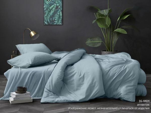 Простыня на резинке поплин цвет: Атлантик