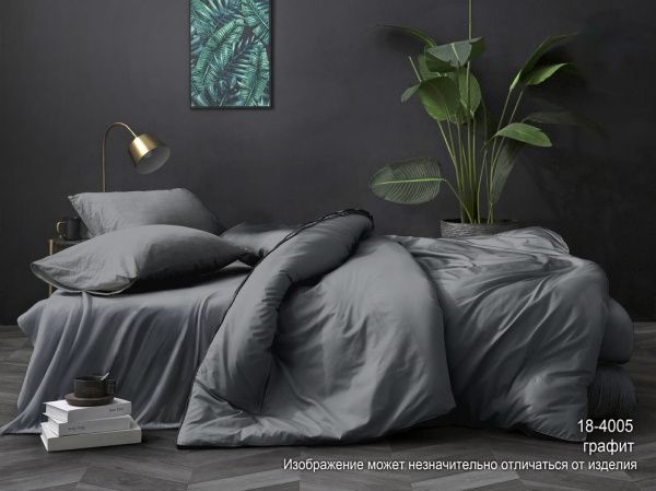 Простыня на резинке поплин цвет: Графит
